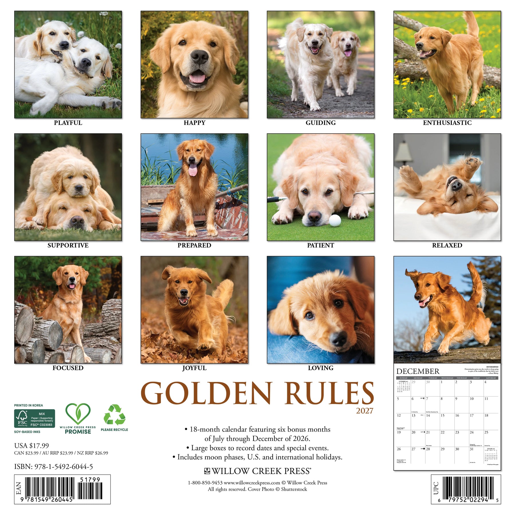 Willow Creek Press - 2027 Golden Rules Calendar