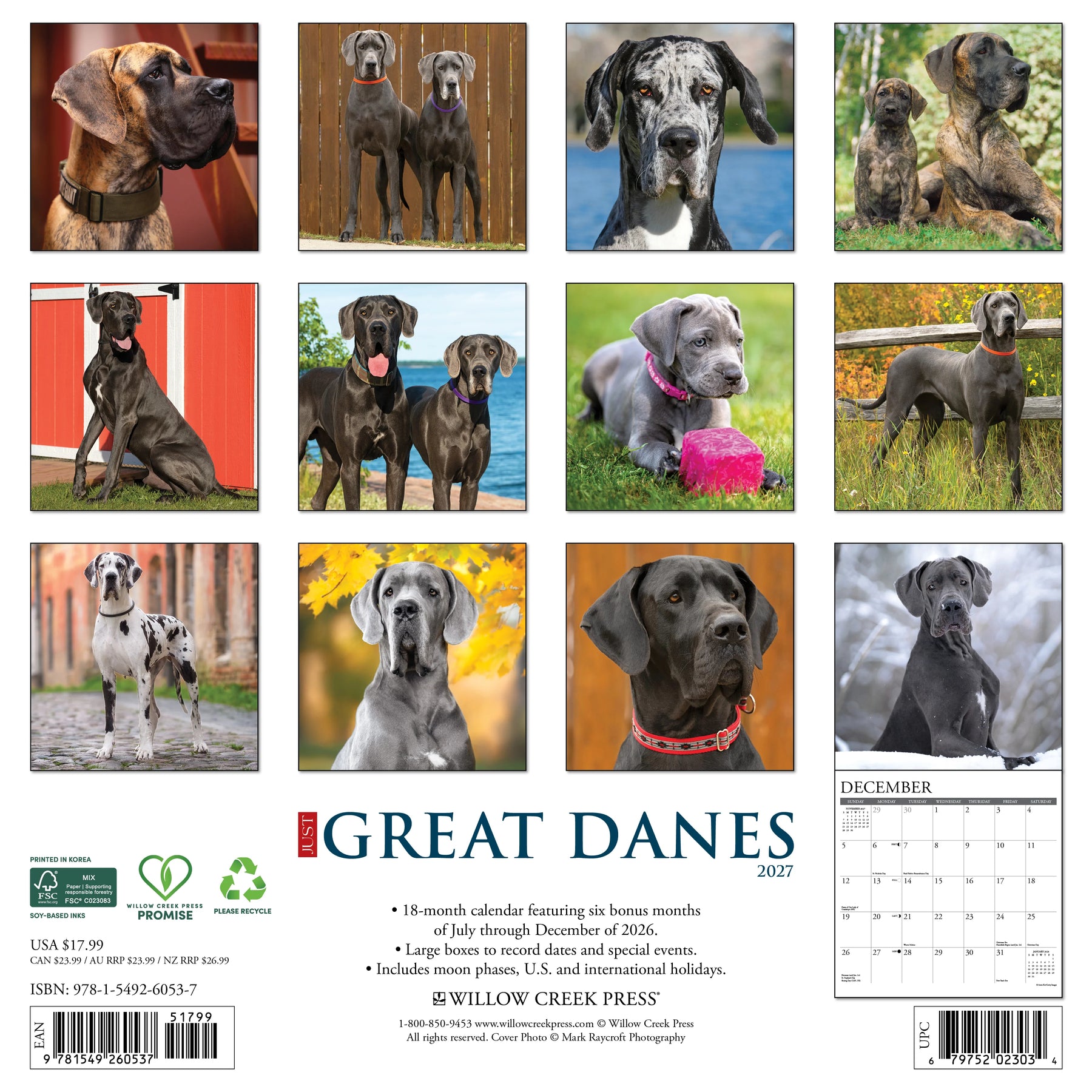 Willow Creek Press - 2027 Great Danes Calendar
