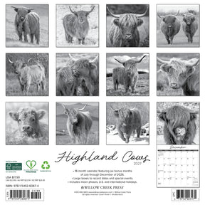 Willow Creek Press - 2027 Highland Cows B&W Calendar