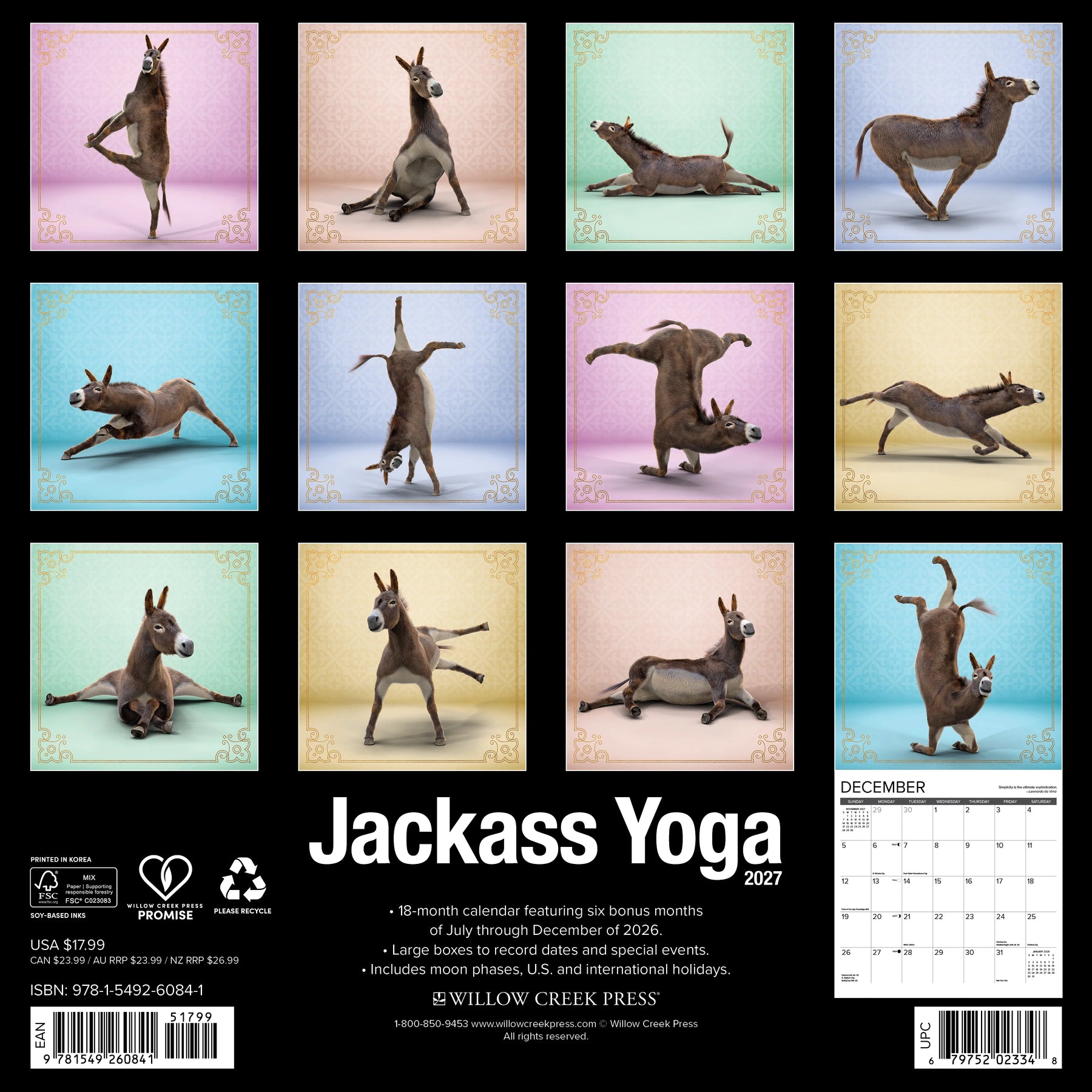 Willow Creek Press - 2027 Jackass Yoga Calendar