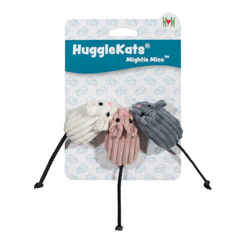 HuggleKats - Mighty Mice Corduroy With Black Suede Knotted Tail
