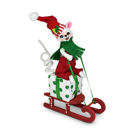 Annalee Jolly Mouse on Sled 5 inch