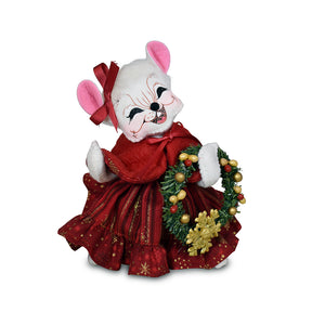 Annalee Dolls - Mrs Santa Mouse Crimson & Gold