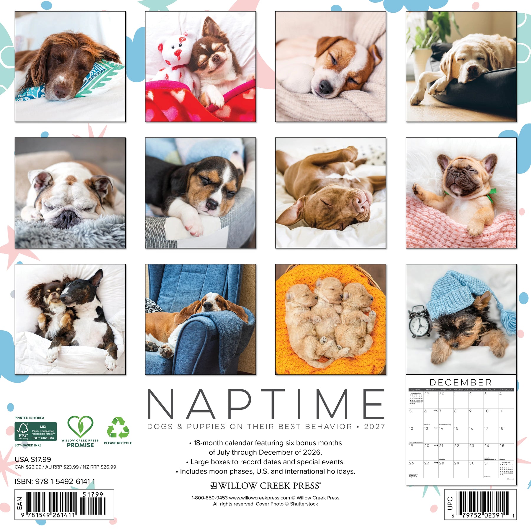 Willow Creek Press - 2027 Naptime: Dogs & Puppies On Their Best Behavior Calendar