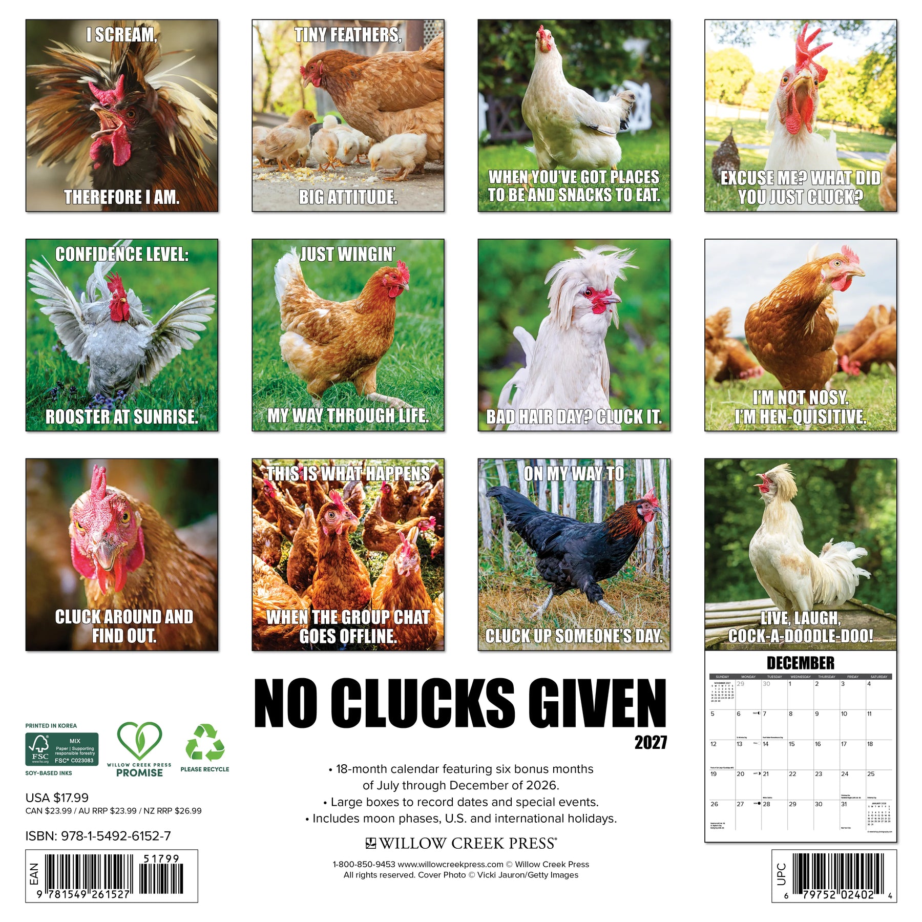 Willow Creek Press - 2027 No Clucks Given Calendar