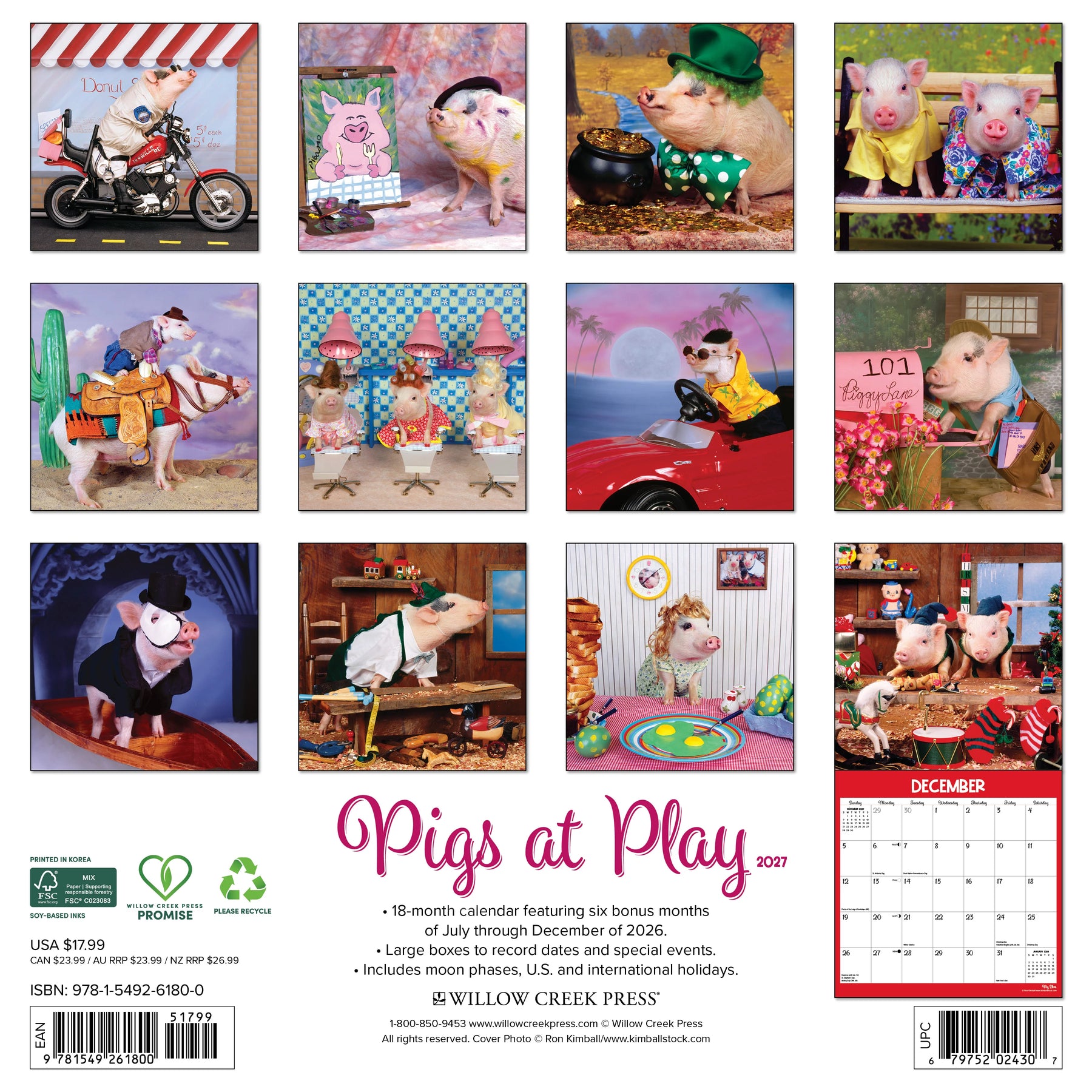 Willow Creek Press - 2027 Pigs At Play Calendar