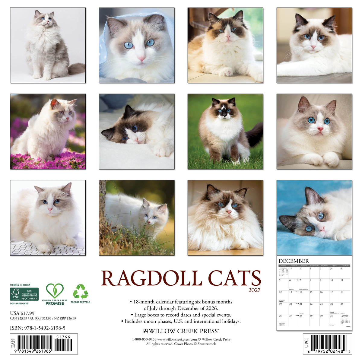 Willow Creek Press - 2027 Ragdoll Cats Calendar