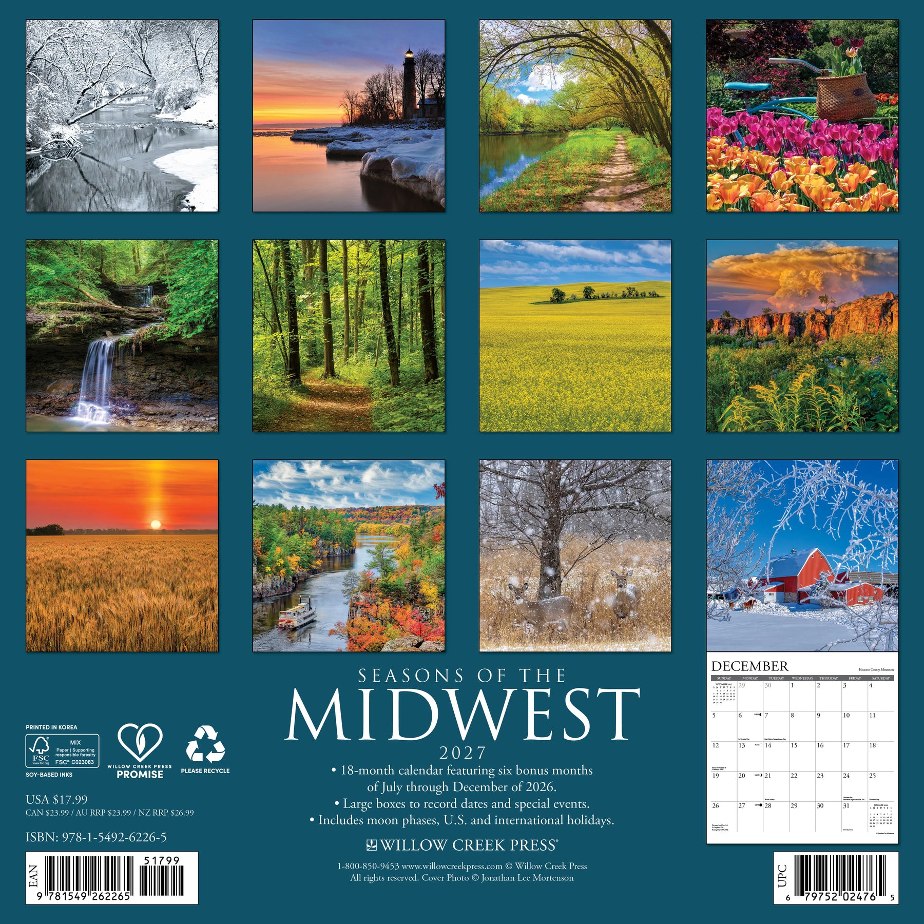 Willow Creek Press - 2027 Seasons Of The Midwest Calendar