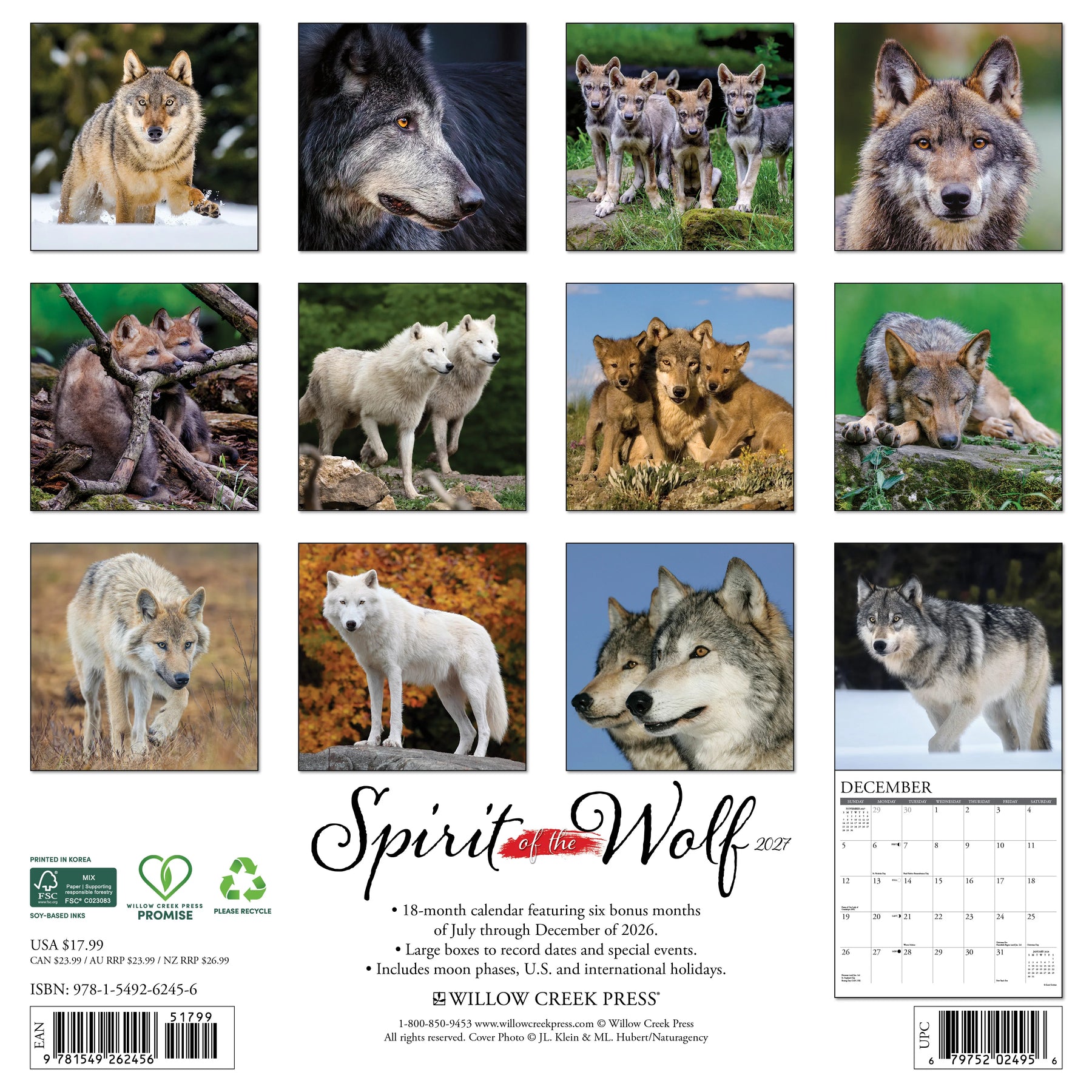 Willow Creek Press - 2027 Spirit Of The Wolf Calendar