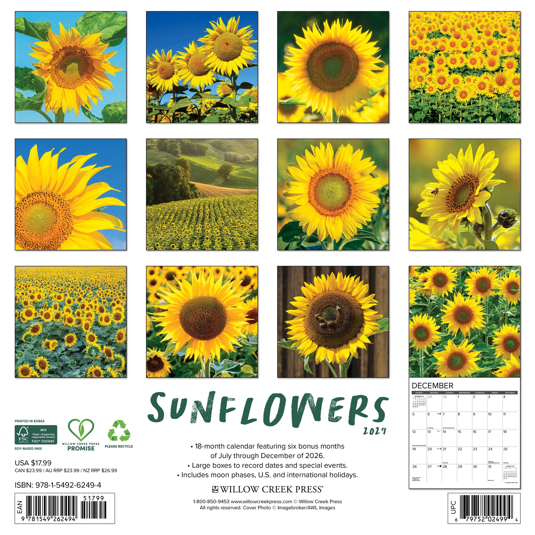 Willow Creek Press - 2027 Sunflowers Calendar