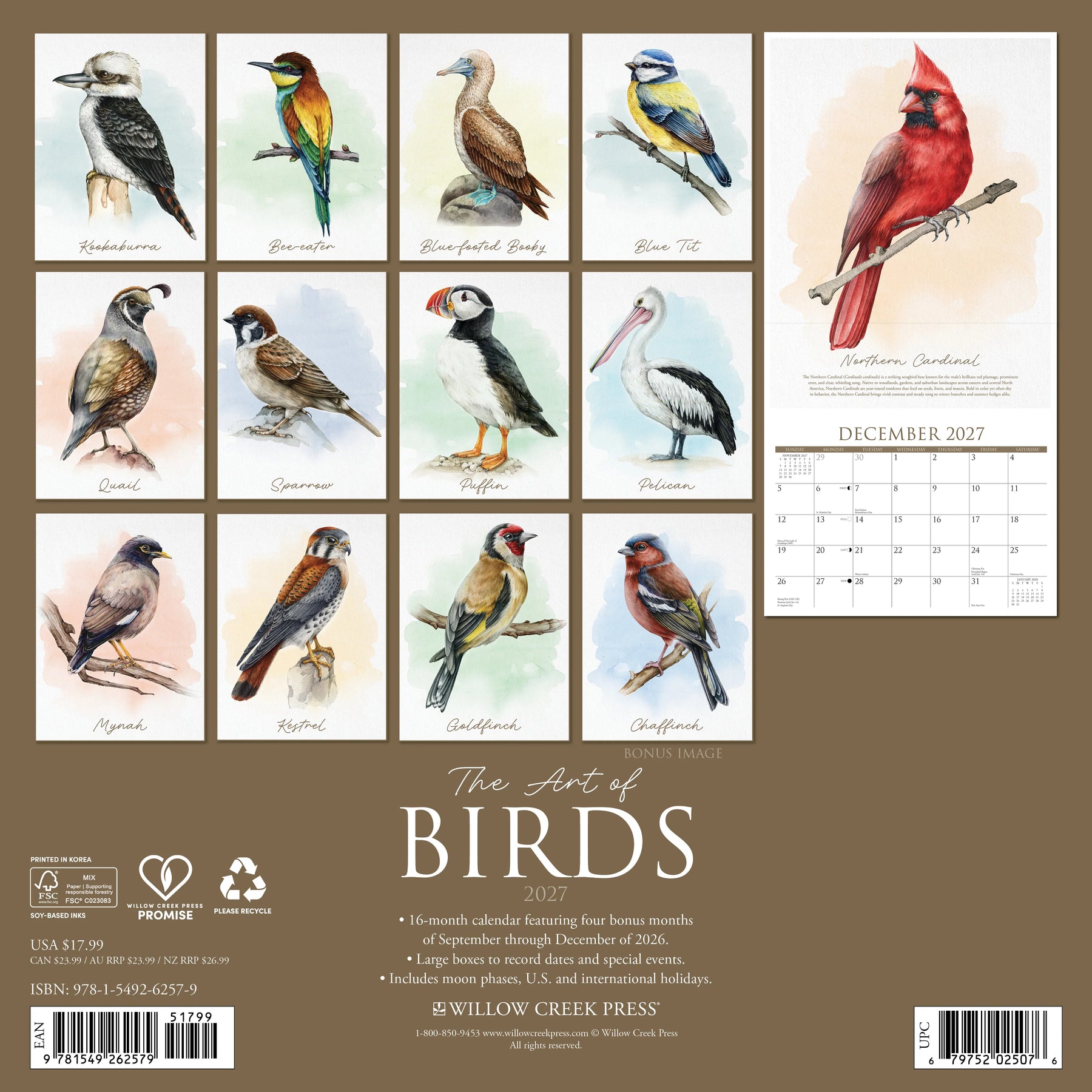 Willow Creek Press - 2027 The Art Of Birds Calendar