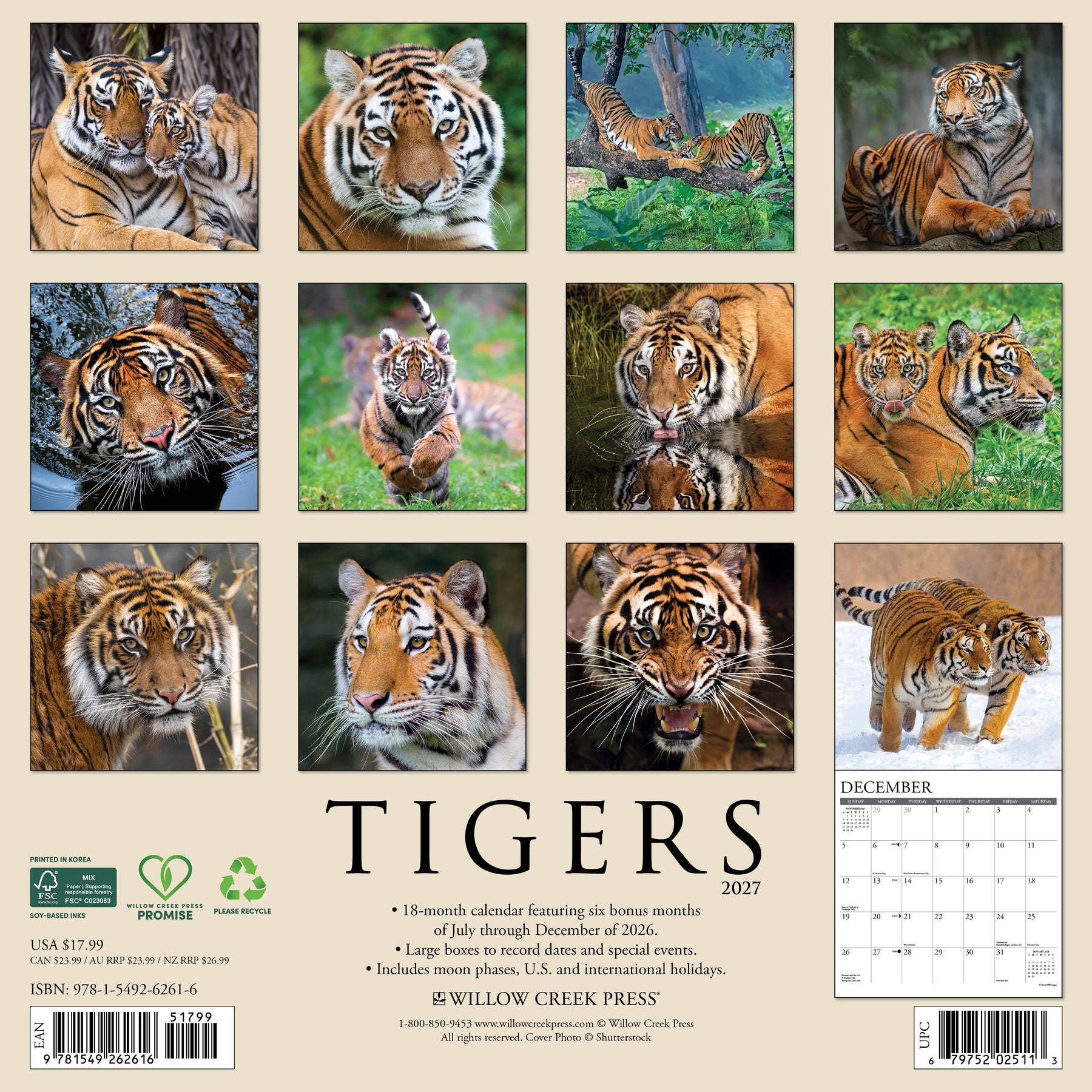 Willow Creek Press - 2027 Tigers Calendar