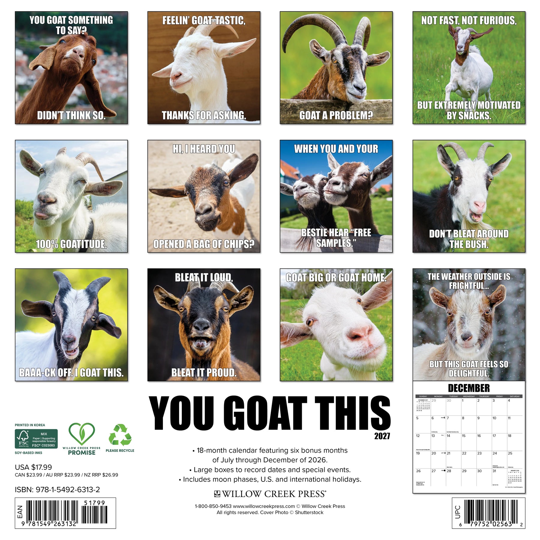 Willow Creek Press - 2027 You Goat This Calendar