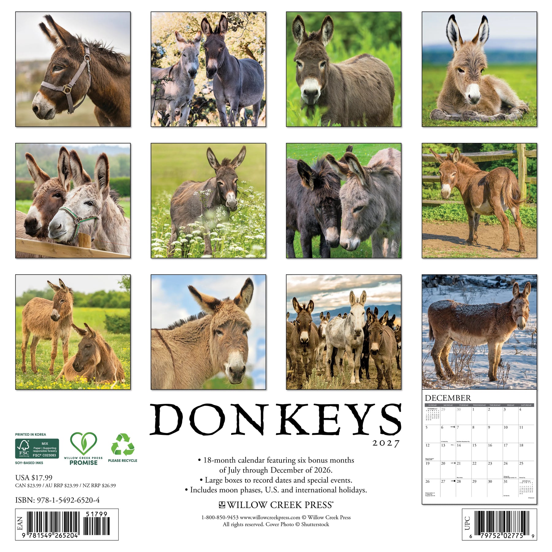 Willow Creek Press - 2027 Donkeys Calendar