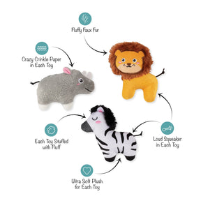 Petshop by Fringe Studio - Dog Toy 3 Pc Set MEET AT THE ZOO