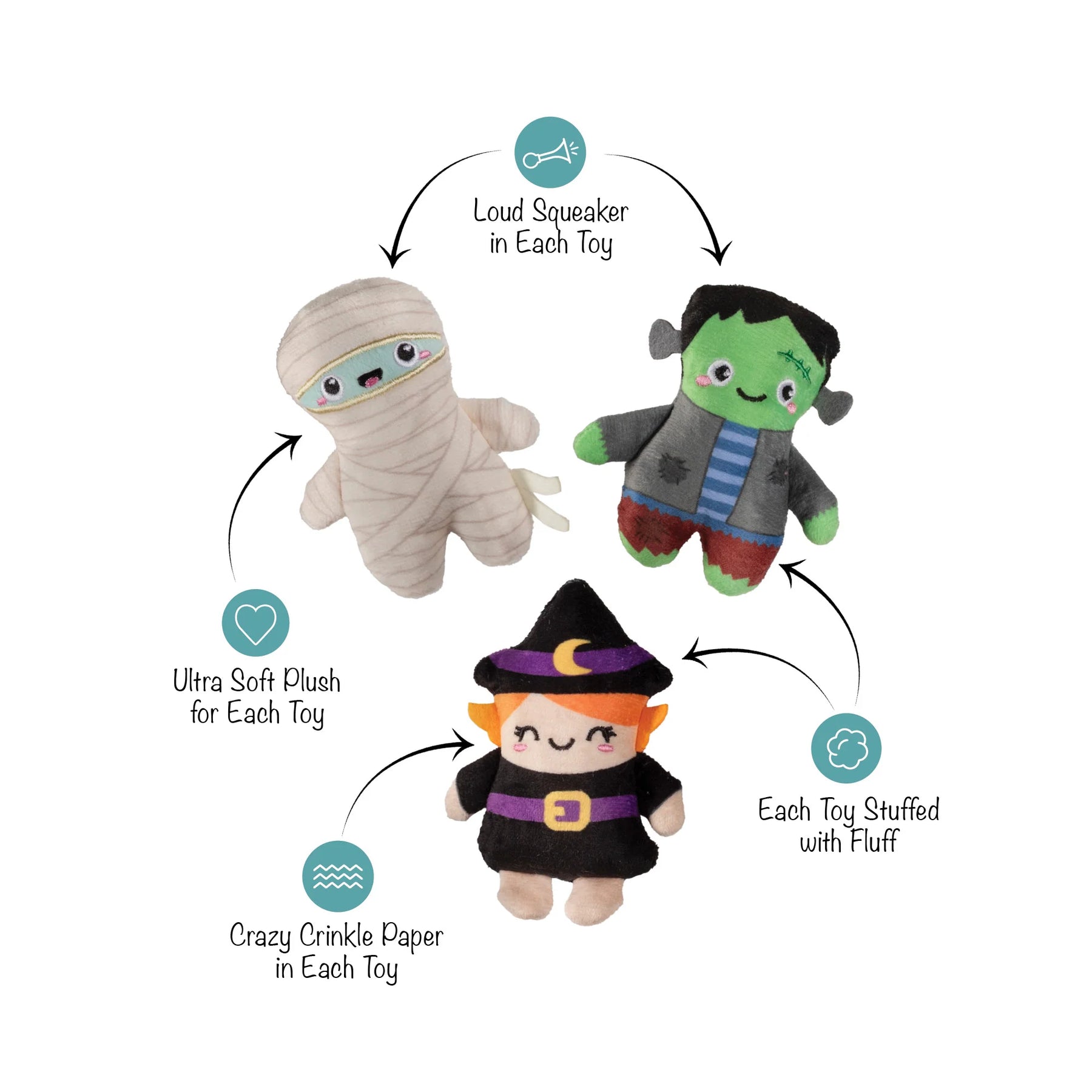 Petshop by Fringe Studio - Dog Toy 3 Pc Set GHOULS WANNA HAVE FUN