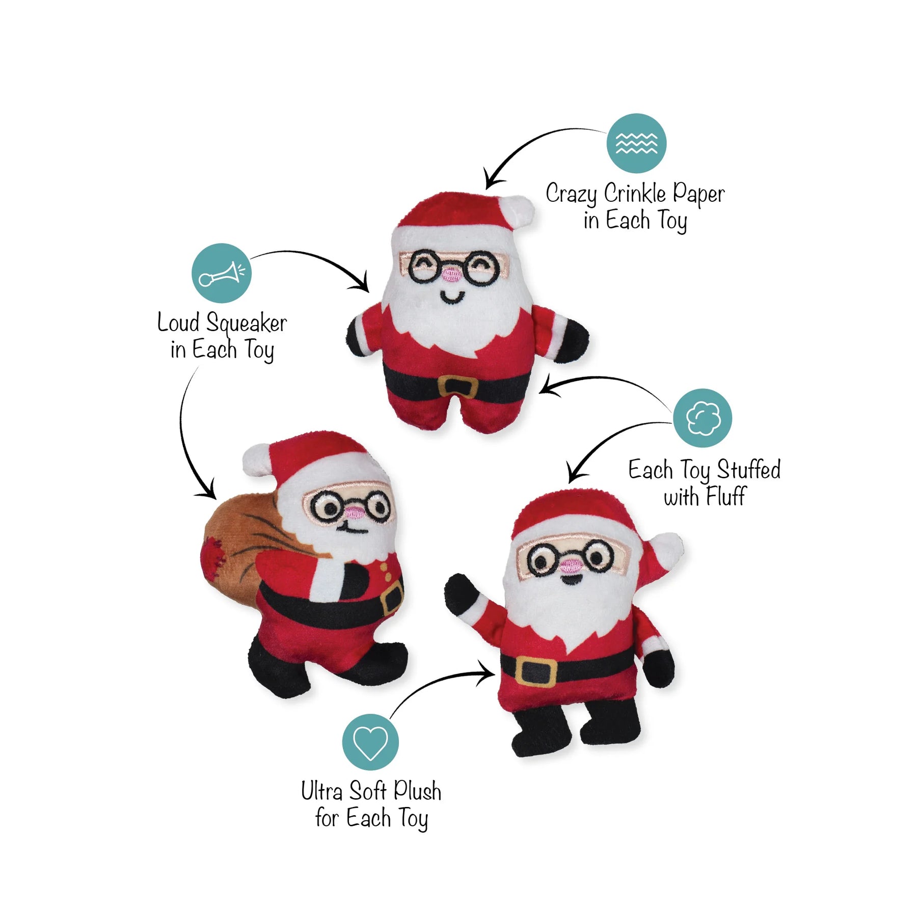 Petshop by Fringe Studio - Dog Toy Rebel Without A Claus (3 Piece Set)