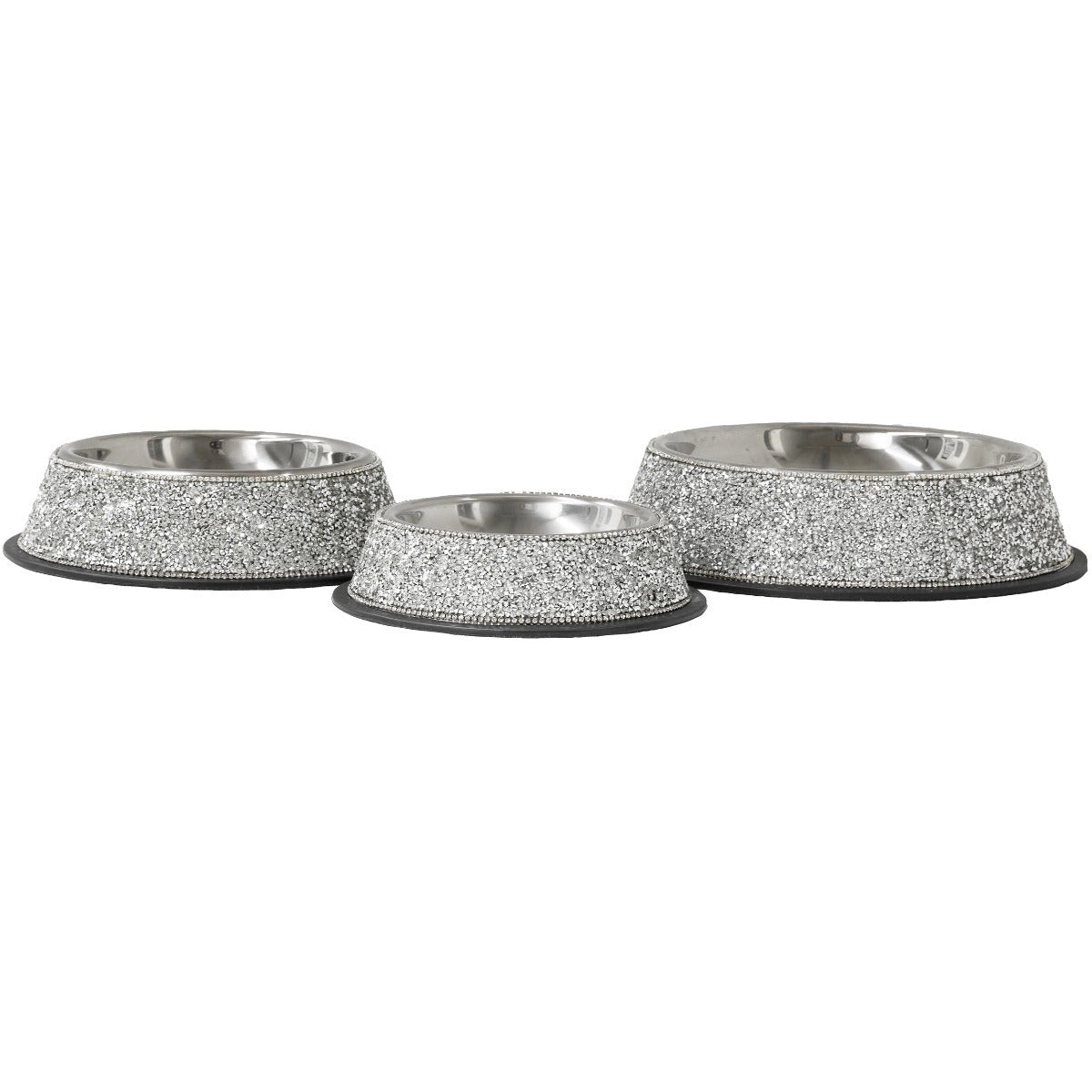 Pet Bowl Stainless Steel Multifaceted Rhinestones