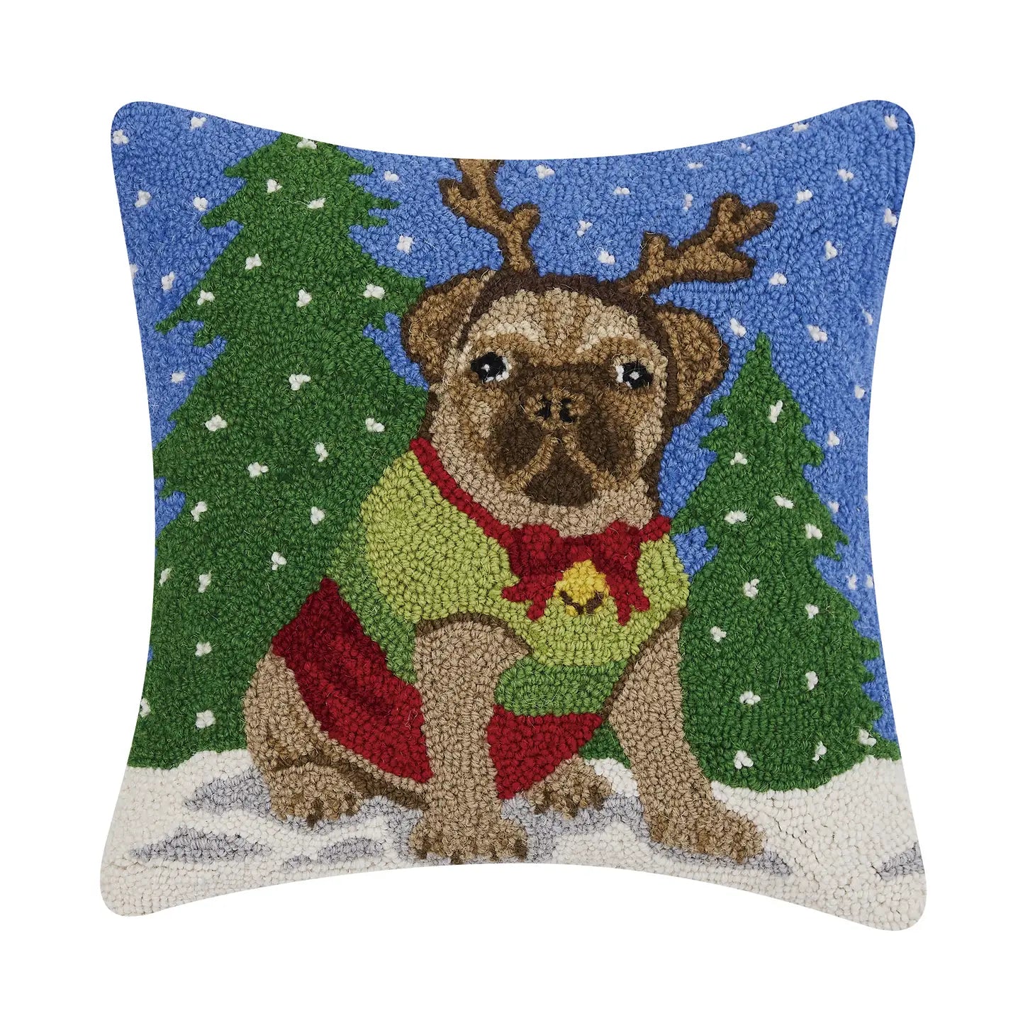 Pillow Christmas Pup w Antlers