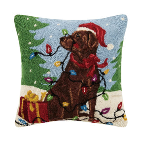 Peking Handicraft - Pillow Holiday Chocolate Lab