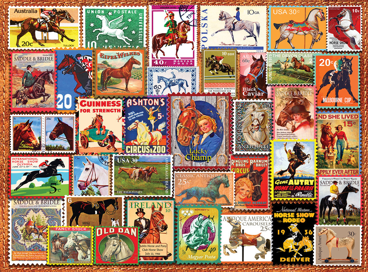 Puzzle Vintage Equestrian Stamp Posters - 1000 piece