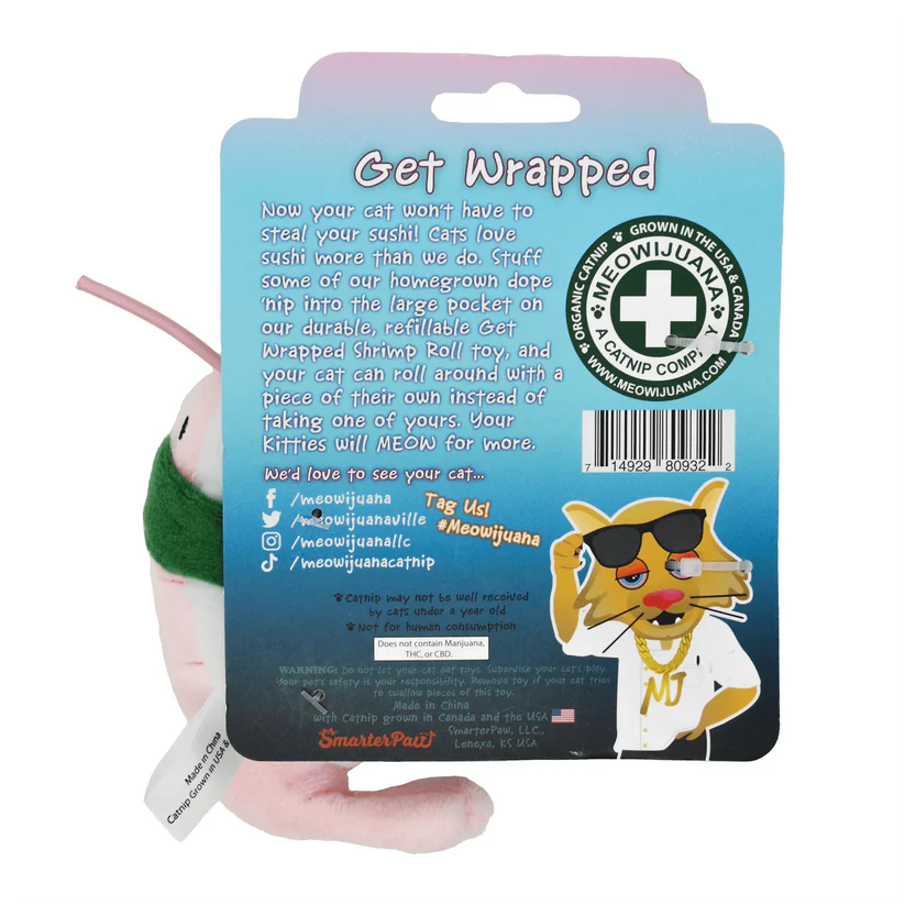 Meowijuana - Get Wrapped Shrimp Sushi Roll Catnip Toy