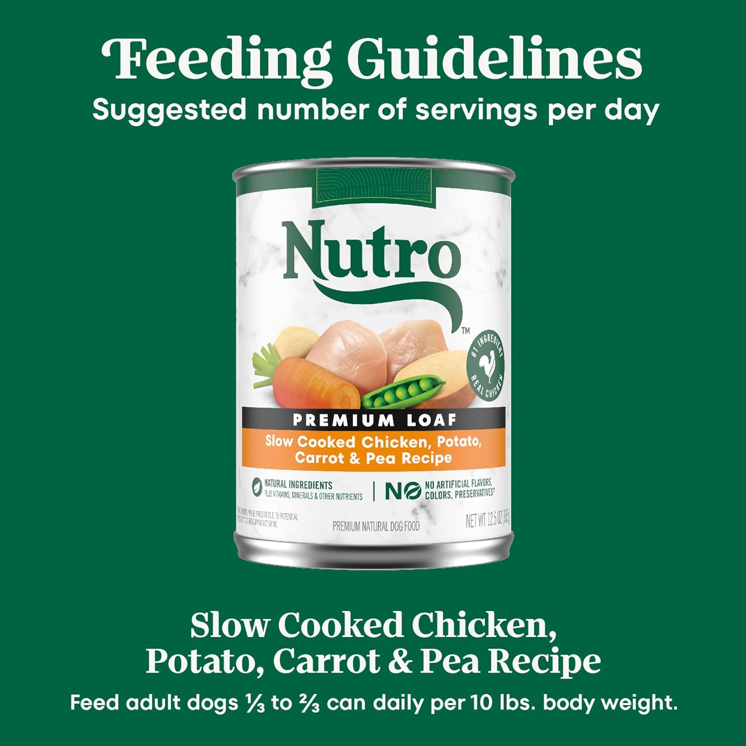 Nutro Ultra - Premium  All Breeds, Adult Dog Grain-Free Slow Cooked Chicken, Potato, Carrot & Pea Loaf Recipe Canned Dog Food