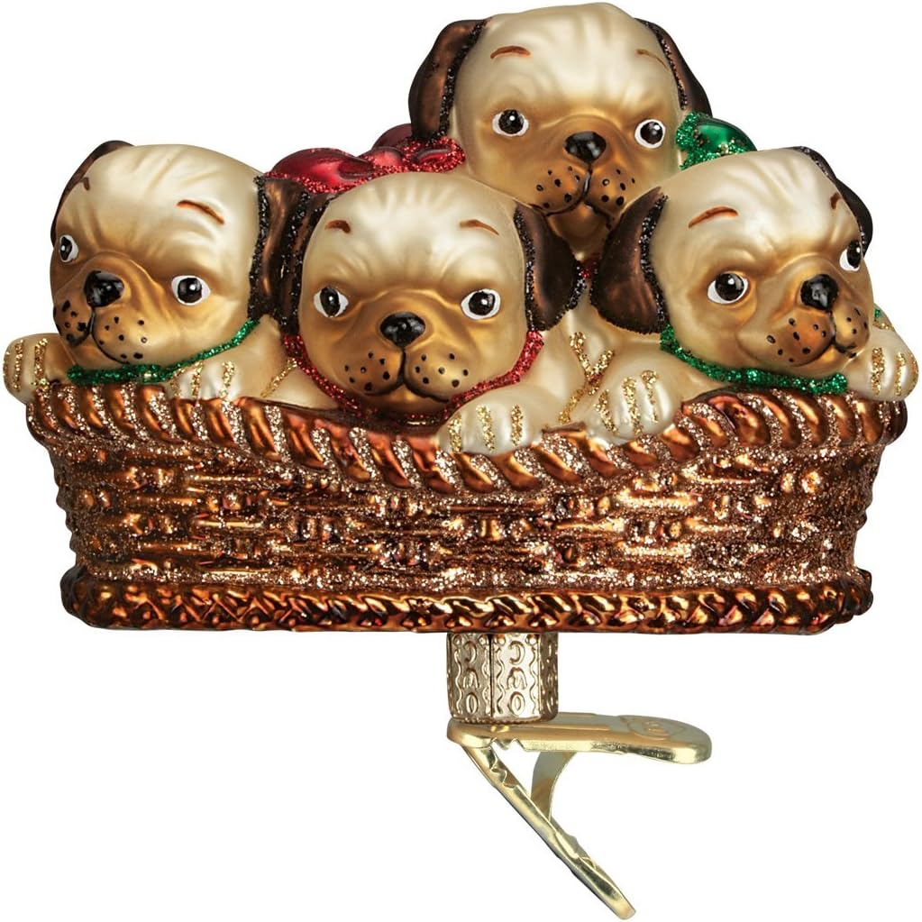 Old World Christmas - Pile of Pugs Clip-On Ornament