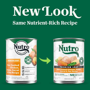 Nutro Ultra - Premium  All Breeds, Adult Dog Grain-Free Slow Cooked Chicken, Potato, Carrot & Pea Loaf Recipe Canned Dog Food