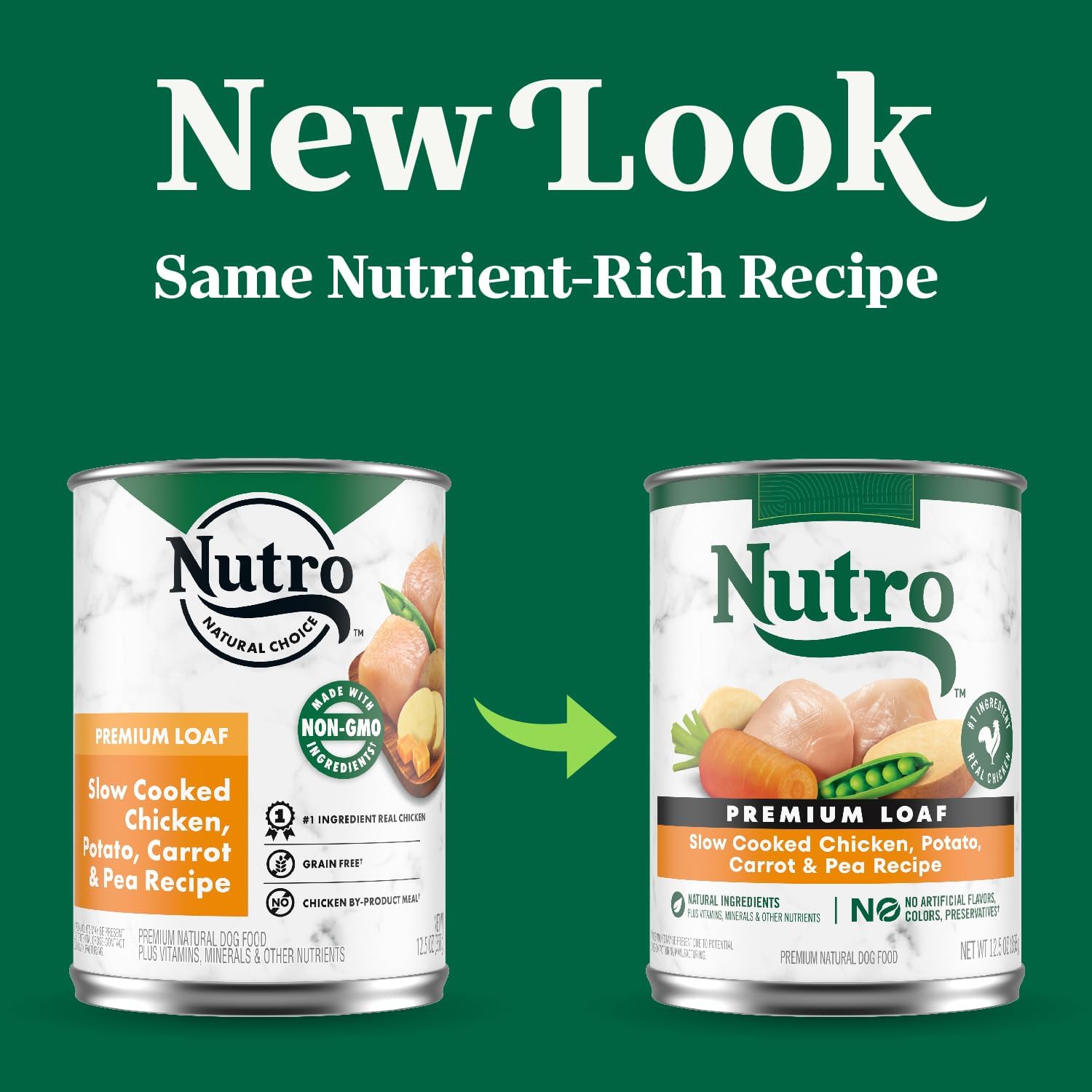Nutro Ultra - Premium  All Breeds, Adult Dog Grain-Free Slow Cooked Chicken, Potato, Carrot & Pea Loaf Recipe Canned Dog Food