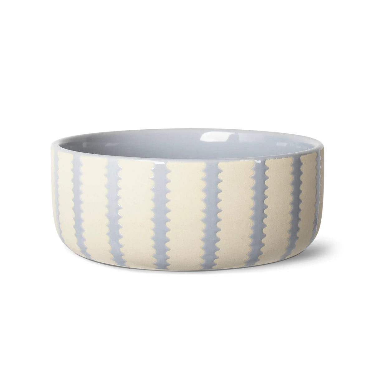 Petshop by Fringe Studio - Pet Bowl Small Rounded Scallop Blue & White