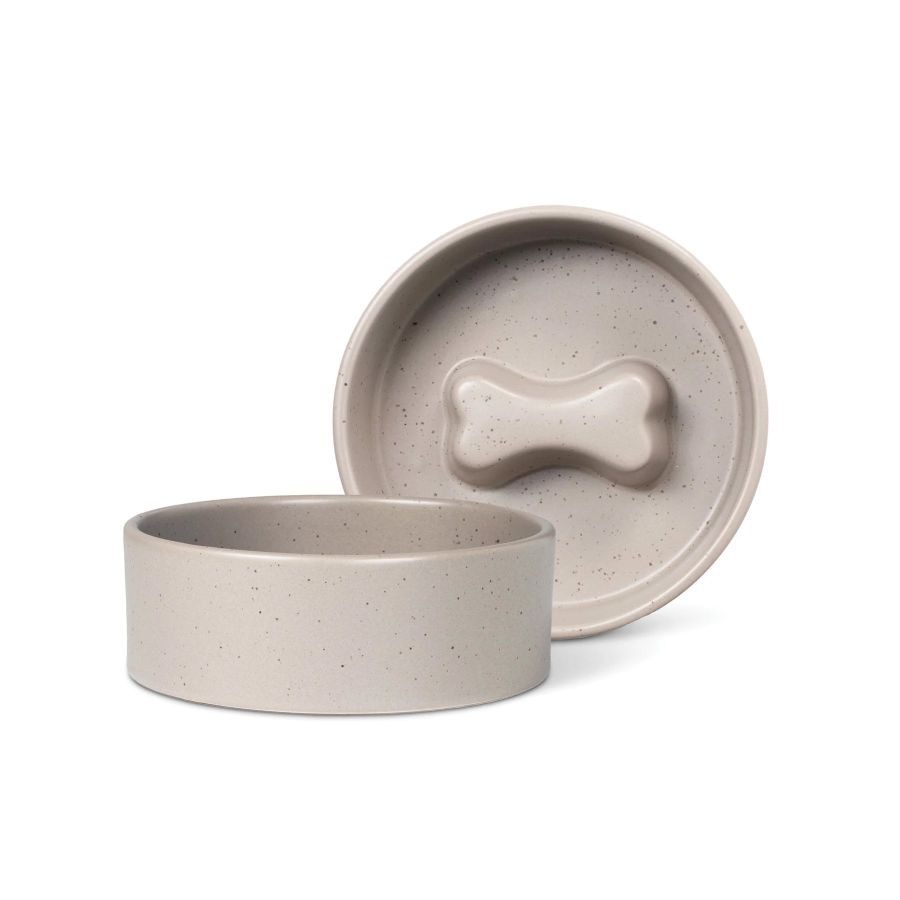 Petshop by Fringe Studio - Pet Bowl Speckled Bone Taupe Slow Feeder