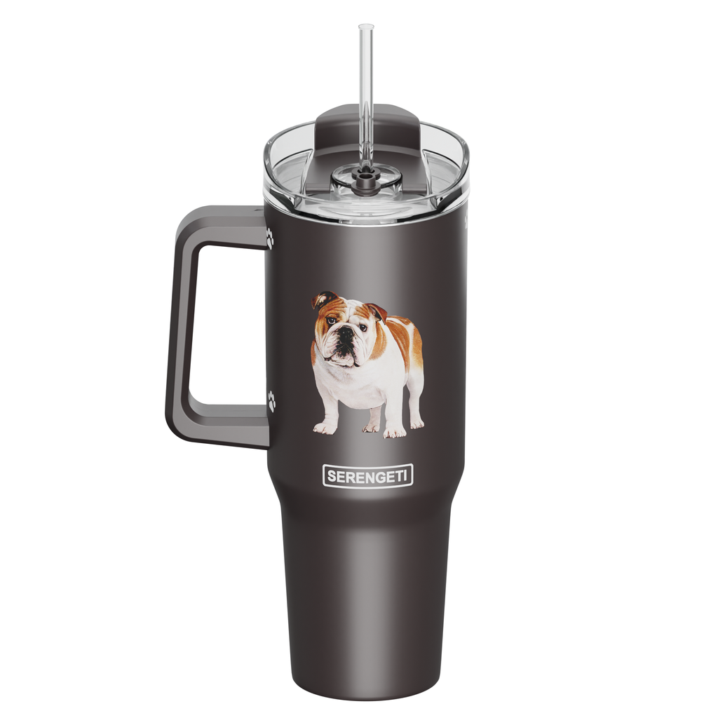 Tumbler with Handle & Straw Bulldog