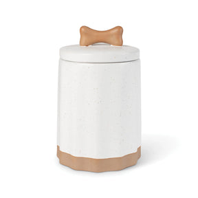 Petshop by Fringe Studio - Treat Jar White Speckled with Bone on Top