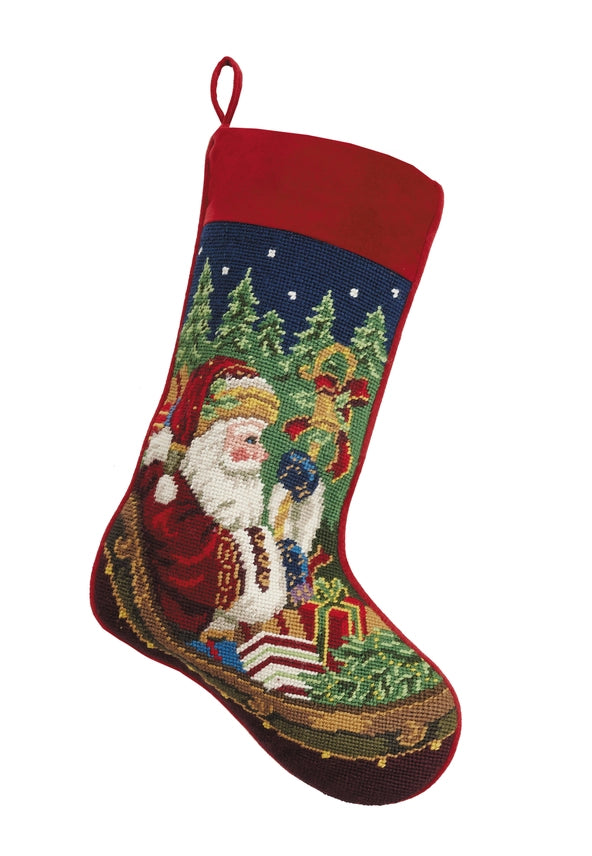 Peking Handicraft - Stocking Santa Sleigh Needlepoint