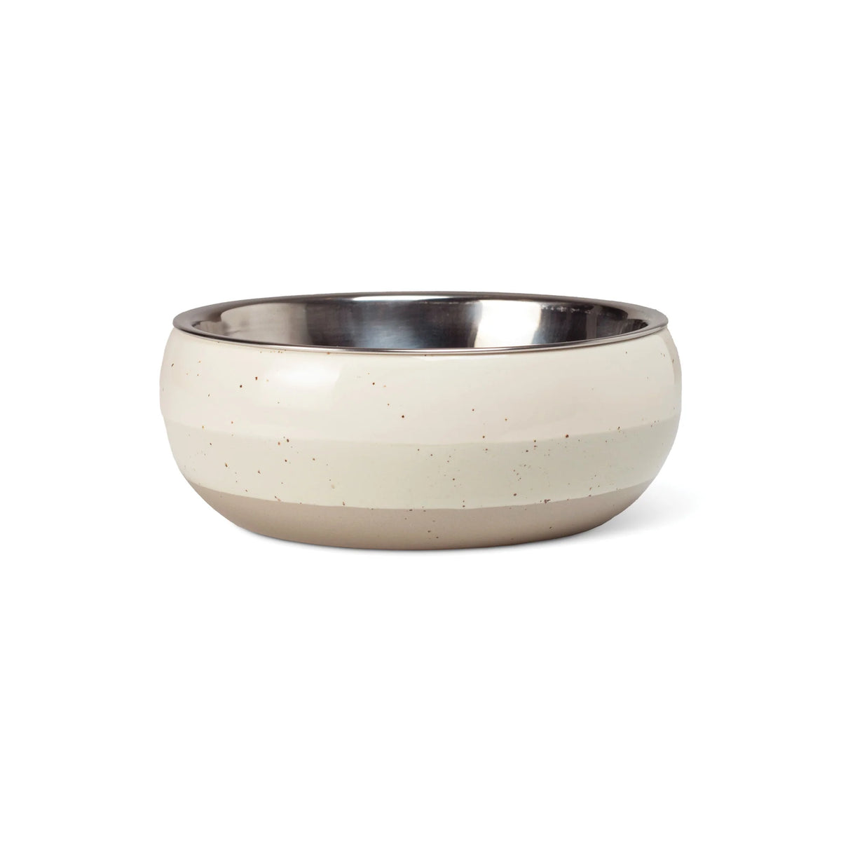 Petshop by Fringe Studio - Pet Bowl Speckled Ivory with Metal Insert