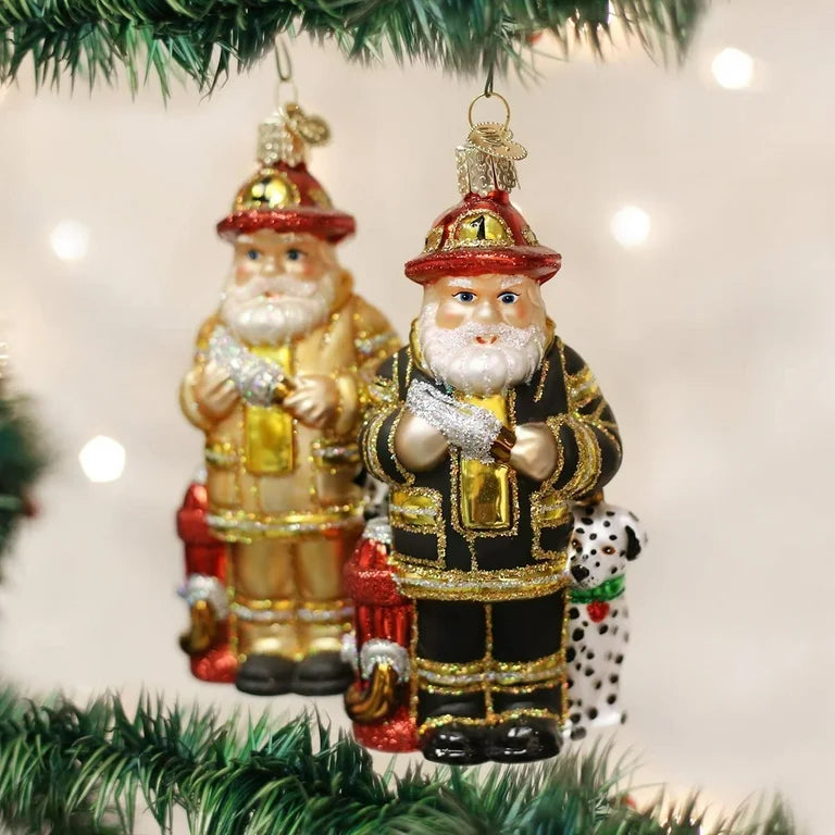 Old World Christmas - Fireman Santa Ornament