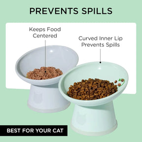Moon-X USA - Cat Food Bowl Tilted Stress Free Raised 2 Piece Set