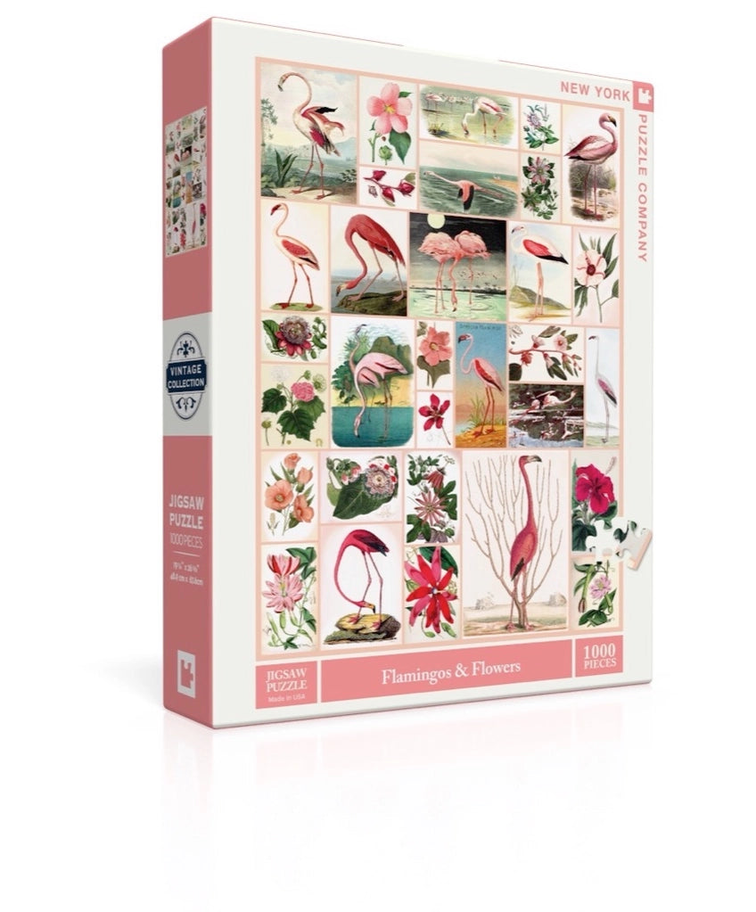 New York Puzzle Co. -  Puzzle Flamingos & Flowers