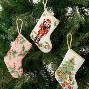 Peking Handicraft - Stocking Nutcracker Embroidered White