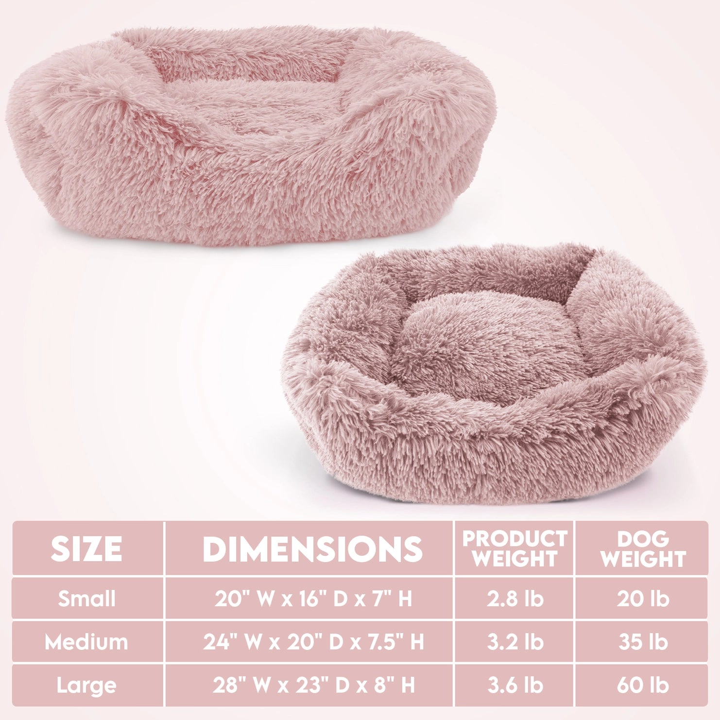 Precious Tails - Cuddler Round Luxe Faux Fur Pet Bed, Ice Gray