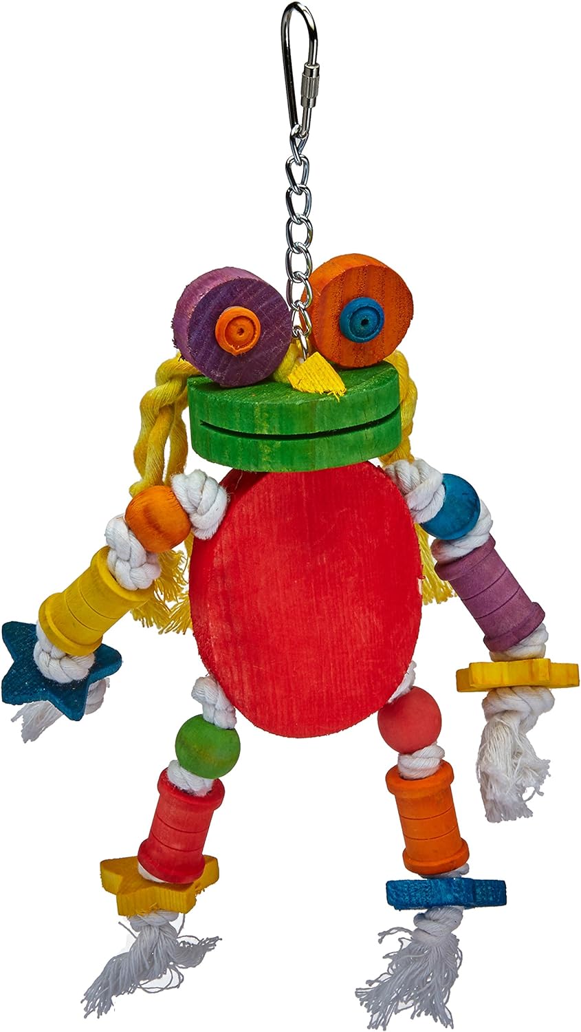 A & E Cage Company - Silly Wooden Frog Bird Toy