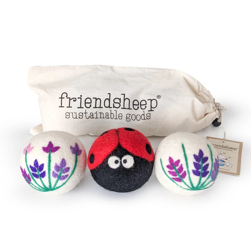 Friendsheep - Eco Dryer Ball Lavender Fields with Lady Bug (Set of 3)