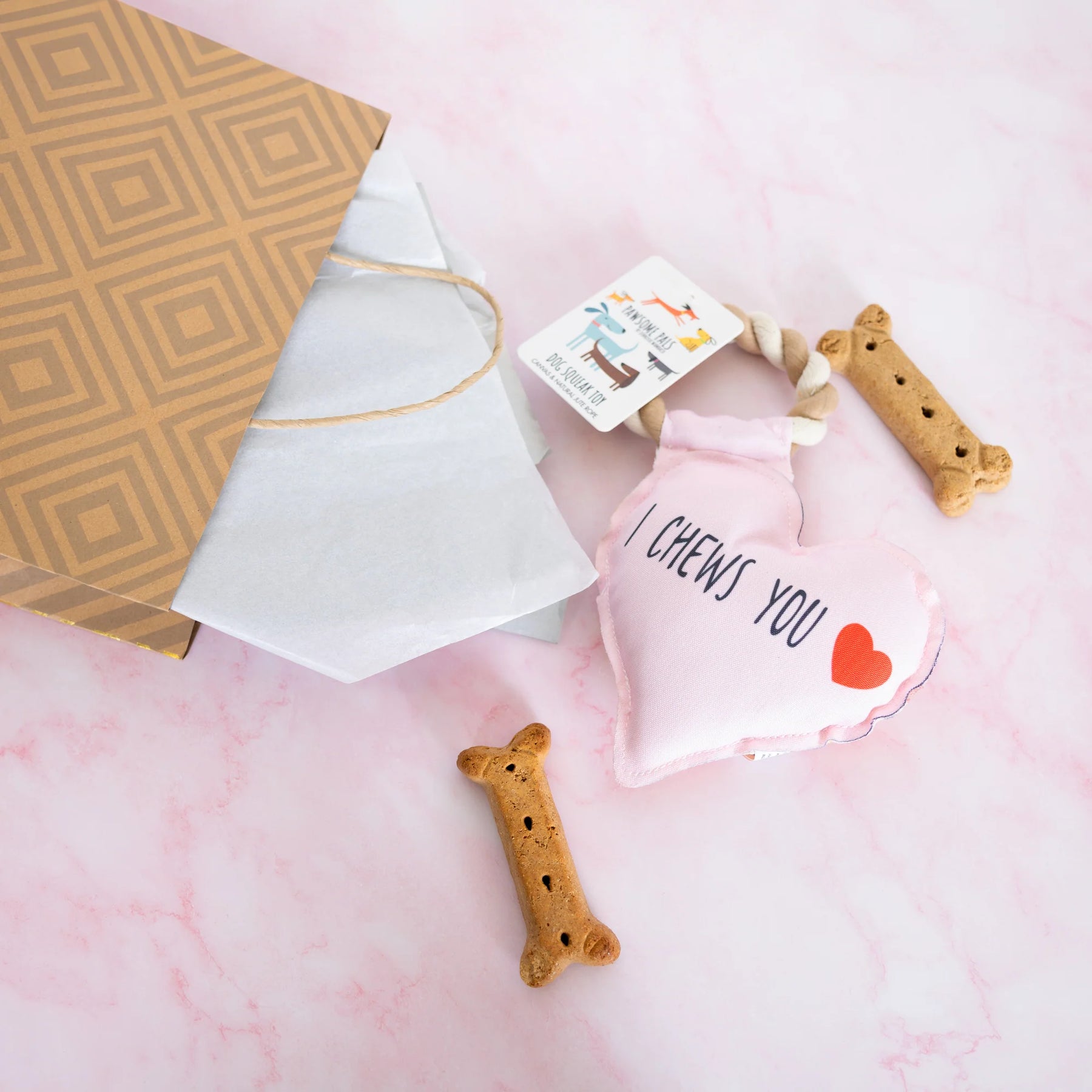 Pavilion - Canvas Dog Toy On Rope "I Chews You"