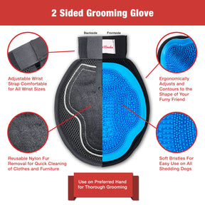 2 in 1 Pet Grooming Glove for Cats & Dogs