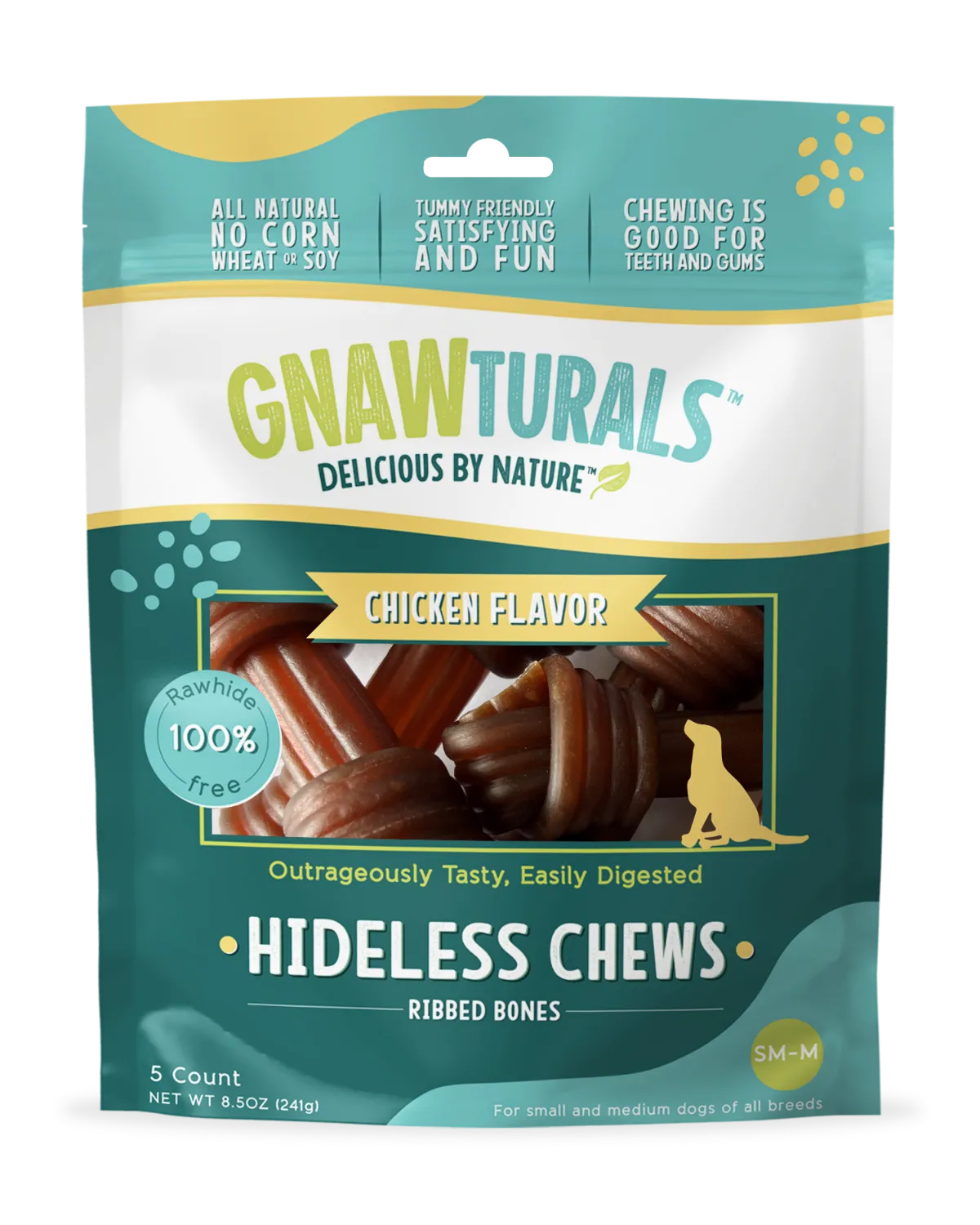 Gnawturals Hideless Chews Chicken Ribbed Knotted Bones