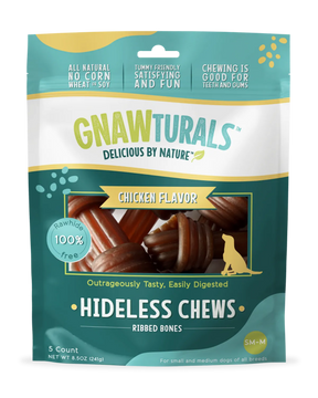 Gnawturals Hideless Chews Chicken Ribbed Knotted Bones