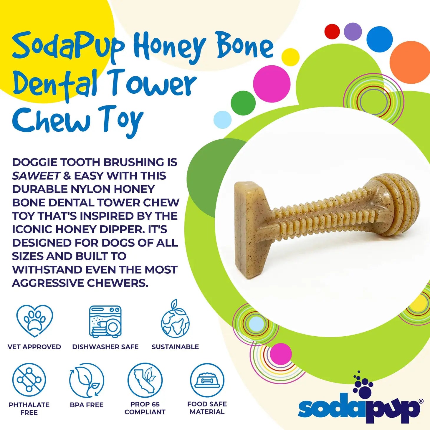 Honey Bone Dental Tower Ultra Durable Nylon Dog Chew Toy