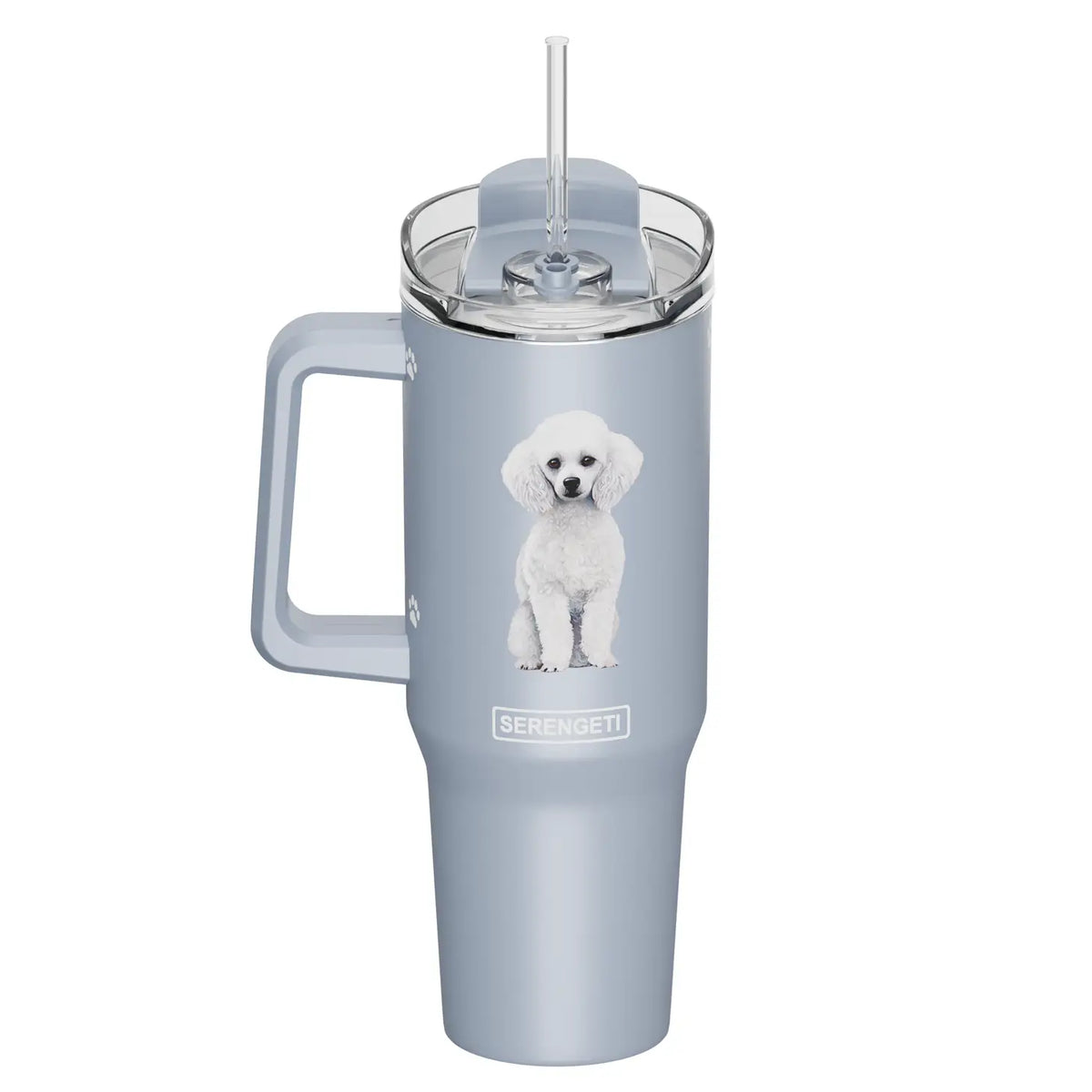 Tumbler with Handle & Straw Poodle White