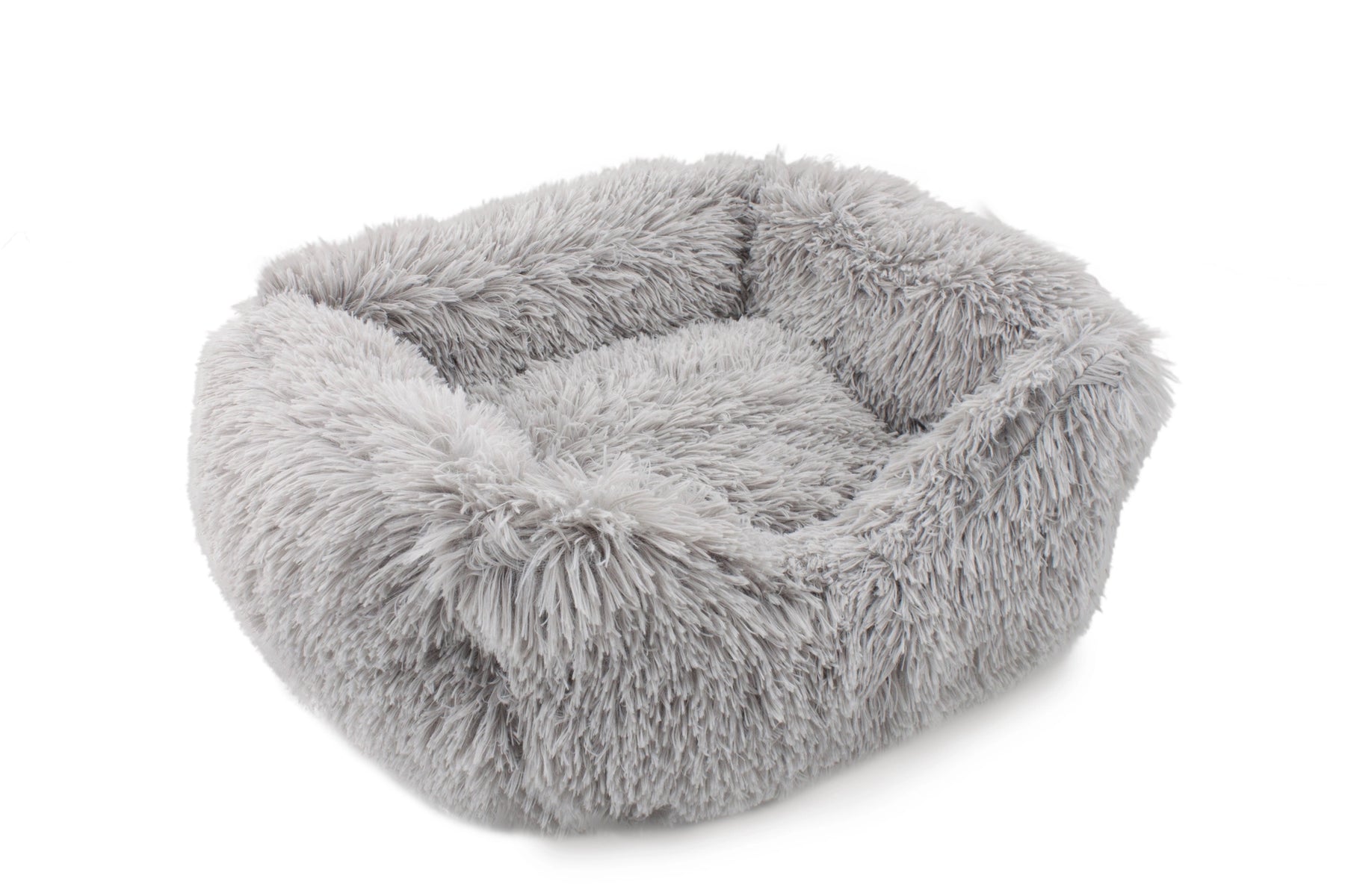 Precious Tails - Cuddler Round Luxe Faux Fur Pet Bed, Ice Gray